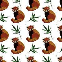 Seamless pattern with red panda and bamboo. For clothing, background, wrapping paper, wallpaper. vector