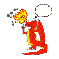 thought bubble cartoon happy dragon breathing fire png