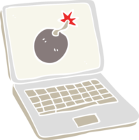 flat color illustration of a cartoon laptop computer with error screen png