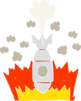 flat color illustration of a cartoon falling bomb png