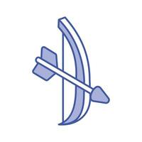 A unique isometric icon of cupid bow, vector of bow and arrow