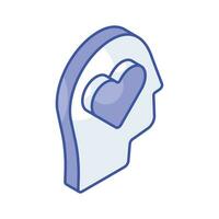 Grab this carefully crafted isometric icon of romantic mind, ready to use vector