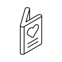 cheque esta cuidadosamente hecho a mano isométrica icono de enamorado tarjeta, regalo tarjeta vector diseño