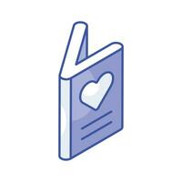 Check this carefully crafted isometric icon of valentine card, gift card vector design