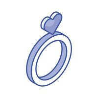 Grab this isometric icon of valentine Ring, Heart ring vector design