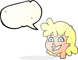 rosto feminino de desenho animado de bolha de fala png
