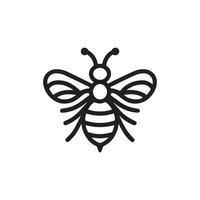 Simplistic Black and White Illustration of a Bee on a Plain Background vector