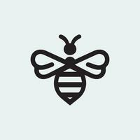 Minimalistic Black and White Bee Icon on a Grey Background vector