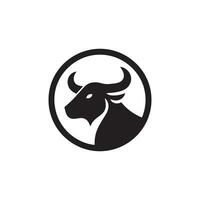 Black and White Bull Symbol Encased in a Circle Representing Strength and Power vector