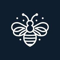 Minimalist Line Art Illustration of a Stylized Bee on a Dark Background vector