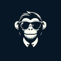 Stylish Monkey Illustration in Sunglasses and Suit on a Black Background vector