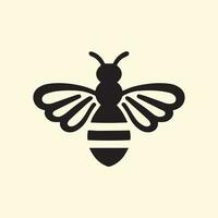 Black and White Illustration of a Bee on a Beige Background vector