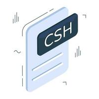 A creative design icon of csh file vector