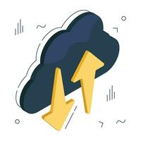 Editable design icon of cloud data transfer vector