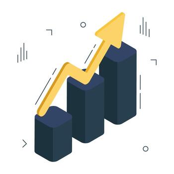 isometric design, icon of growth chart vector