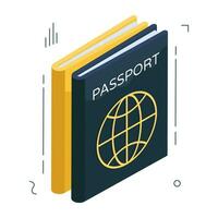 un isométrica diseño icono de pasaporte, editable vector