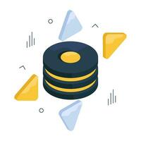 An isometric design icon of database vector