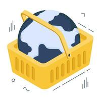 Conceptual isometric design icon of global shopping vector