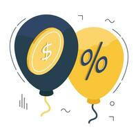 Trendy design icon of discount balloons vector