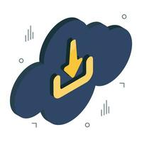Conceptual isometric design icon of cloud download vector