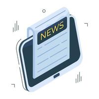 Editable design icon of mobile news vector