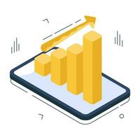 Editable design icon of mobile data analytics vector