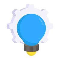 Gear with lightbulb, flat design icon of idea generation vector