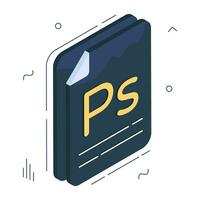 An isometric design icon of ps file vector