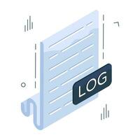 Editable design icon of log file vector