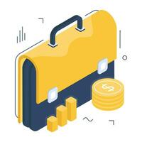 An icon design of business bag with dollar, money briefcase vector