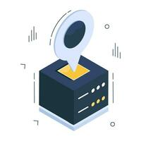 An isometric icon design of server location vector