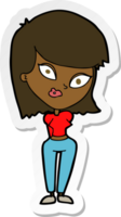 sticker of a cartoon confused woman png