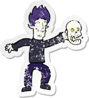 retro distressed sticker of a cartoon spooky vampire png