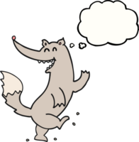 thought bubble cartoon happy wolf dancing png