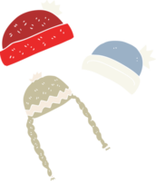 flat color illustration of a cartoon winter hats png