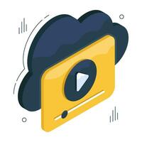 icono de diseño editable de video en la nube vector