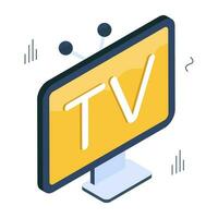 A isometric design icon of television vector