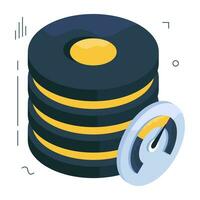 An isometric icon design of database performance vector