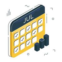 isométrica diseño icono, calendario vector