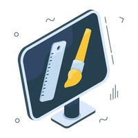 Brush with scale, icon of online stationery vector