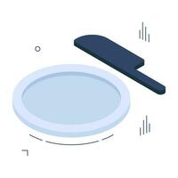 Plate with knife, concept of tableware icon. vector