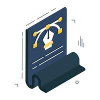 An isometric design icon of bezier file vector
