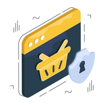 único diseño icono de seguro compras sitio web vector