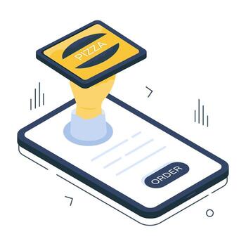 Conceptual isometric design icon of mobile pizza order vector
