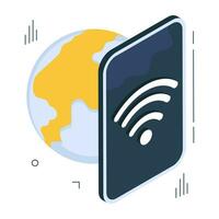 An isometric design icon of mobile wifi vector