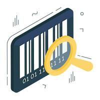 A isometric design icon of search barcode vector