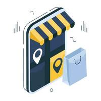 Perfect design icon of mobile shopping location vector