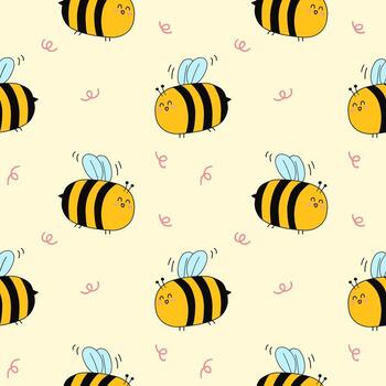 hand drawn bees seamless pattern background. Pattern for textiles, wrapping paper, wallpapers, backgrounds vector