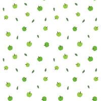 Fruity seamless pattern with cute green apple. Pattern for textiles, wrapping paper, wallpapers, backgrounds vector