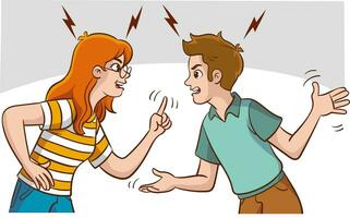 vector illustration of young couple arguing